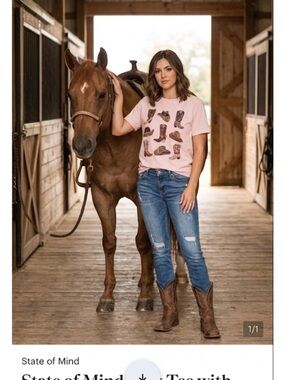State of Mind Pink Tee with Cowboy Boot & Hat Graphics small ptp 18